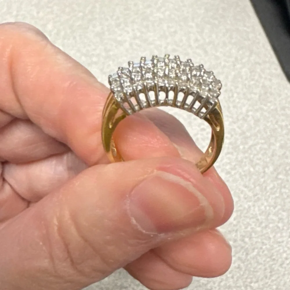 3/4 14kt Yellow Gold Arch Dome Diamond Ring - Picture 4 of 9